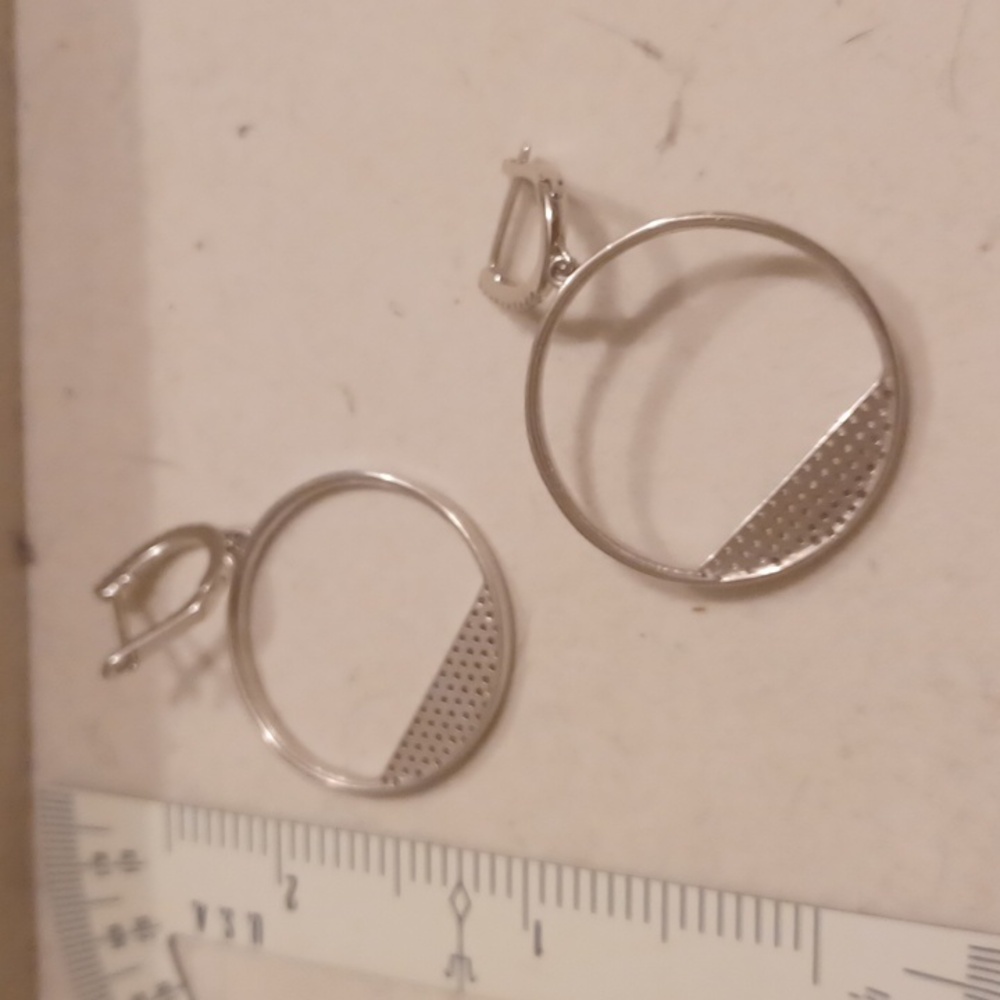 Solid 925 Sterling Silver Leaverback Hoop Style E… - image 2